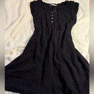 LOFT Black Midi Dress with colorful Details Size Medium